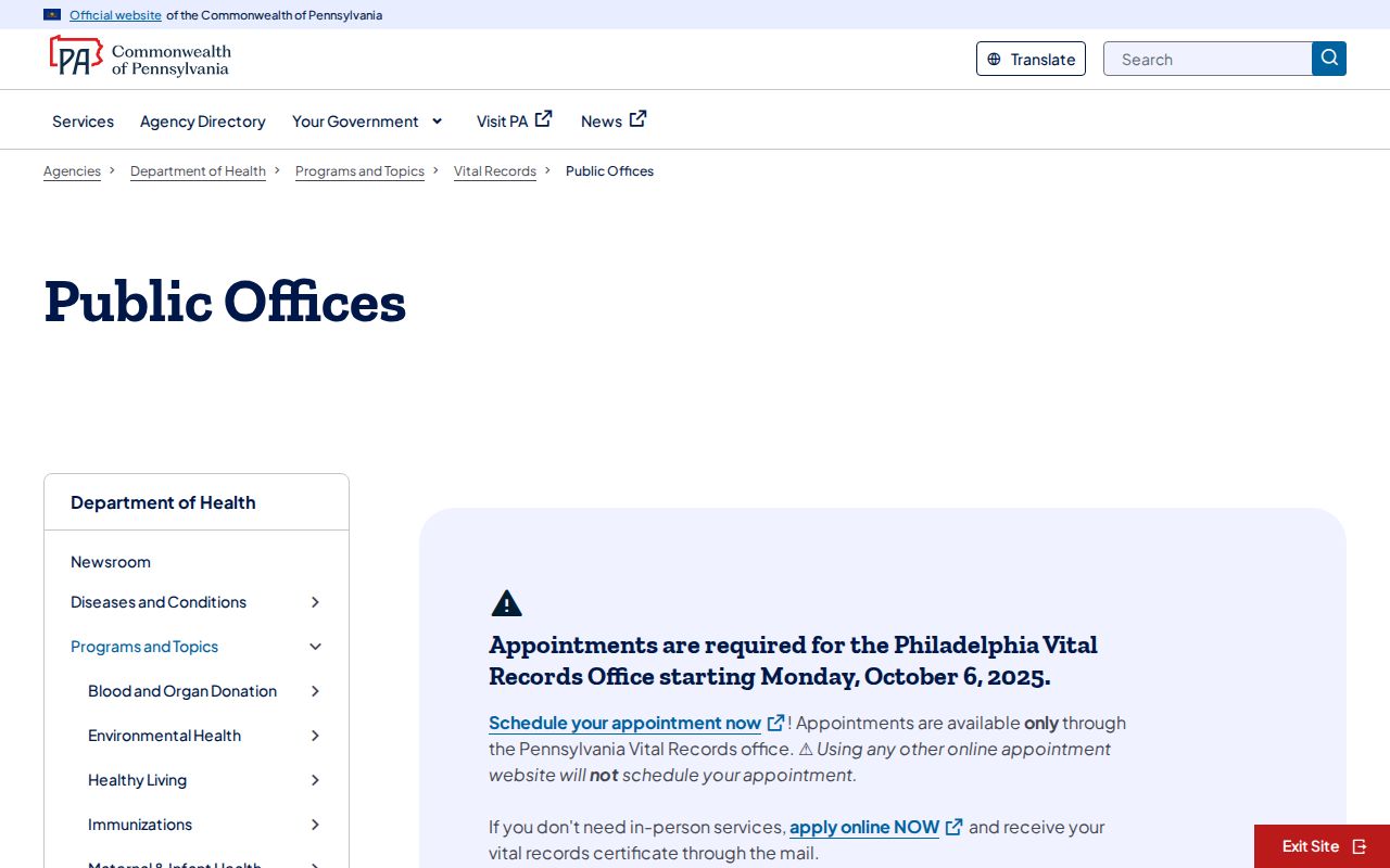 Erie residents directory Pennsylvania Vital Records public office information
