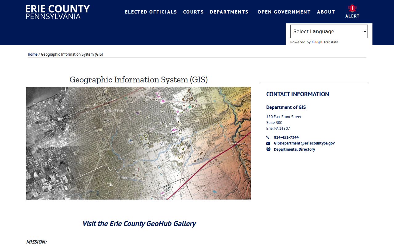 Erie previous residents research using Erie County GIS and GeoHub map context